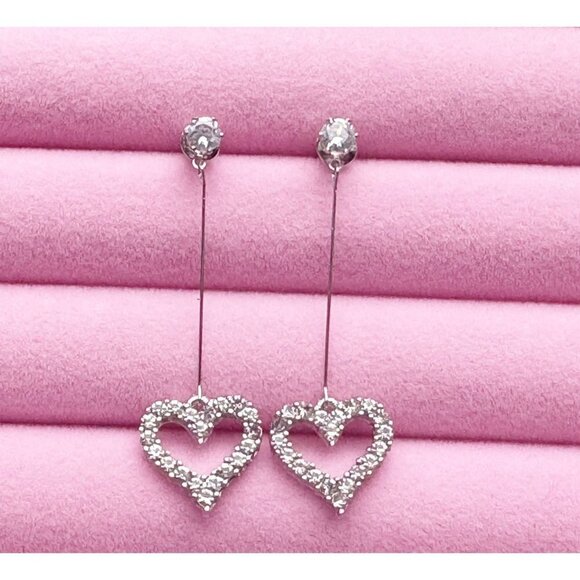 Heart Hollow Design Long Dangle Earrings - Picture 1 of 4